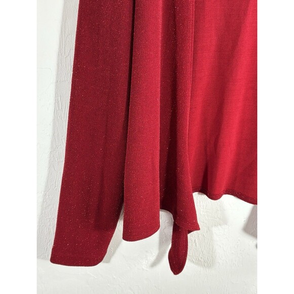 Chicos Travelers Red Slinky Cardigan w/Gold Sparkle Women Medium Loose Or Tie - Picture 3 of 8